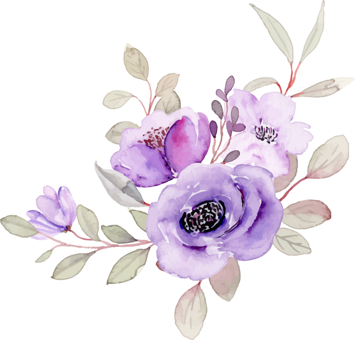 Watercolor purple flower